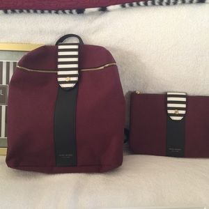 HENRI BENDEL MAROON BACKPACK & POUCH SET